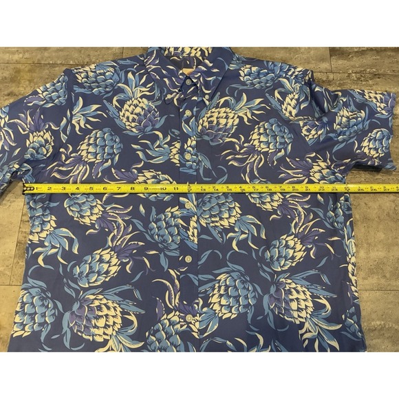 Brooks Brothers Shirt Mens XL Blue Pineapple Print Button Short Sleeve Hawaiian - Picture 4 of 7